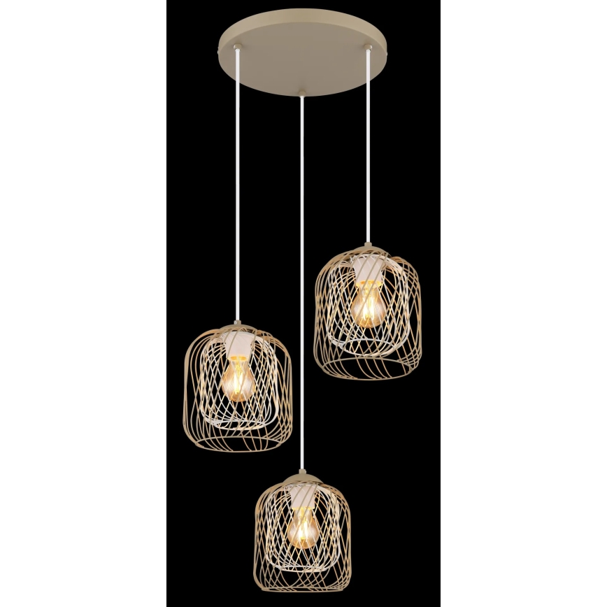 Globo - Люстра на тросі 3xE27/40W/230V бежева/біла