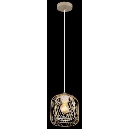 Globo - Подвесная люстра на тросе 1xE27/40W/230V, Ø 18 см, бежевая/белая