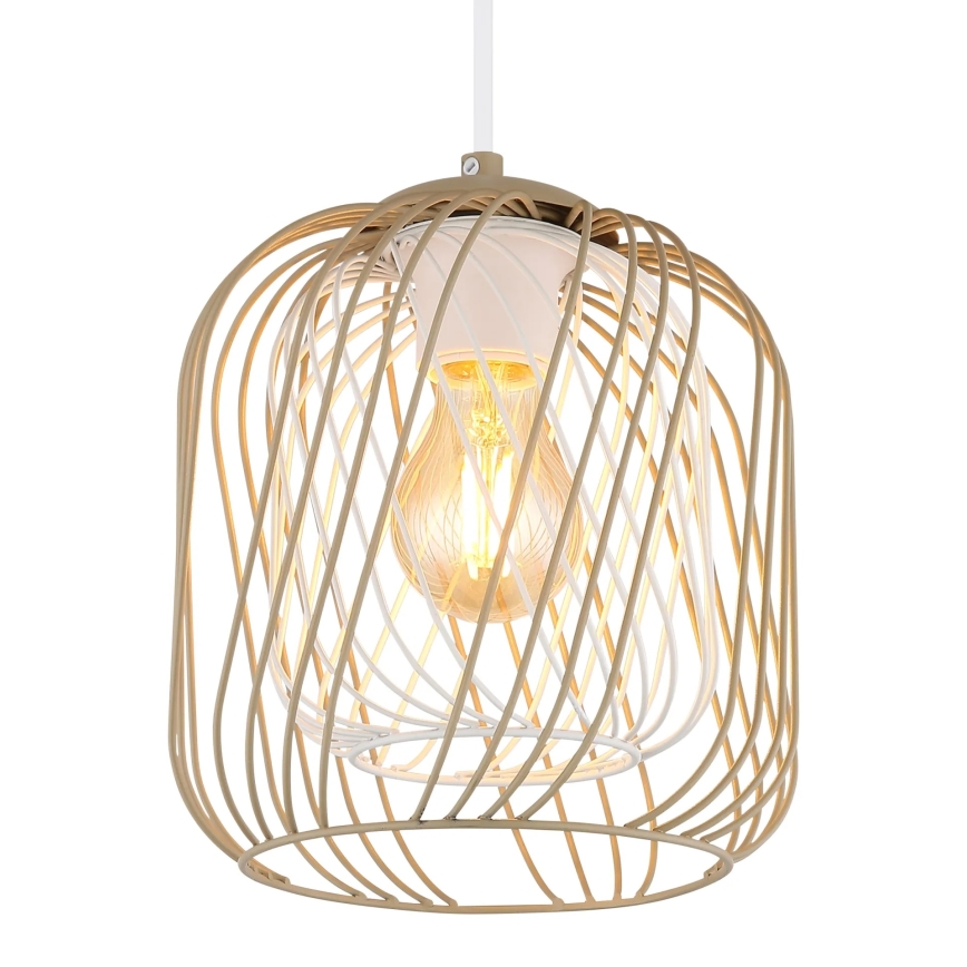 Globo - Подвесная люстра на тросе 1xE27/40W/230V, Ø 18 см, бежевая/белая