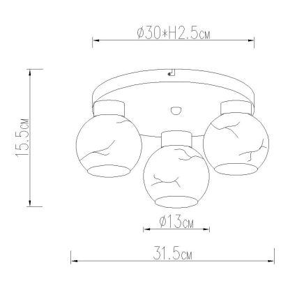 Globo - Потолочный светильник 3xE27/60W/230V, диаметр 31,5 см