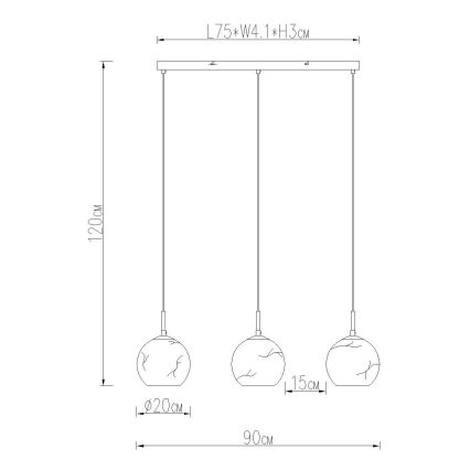 Globo - Підвісна люстра на тросі 3xE27/60W/230V