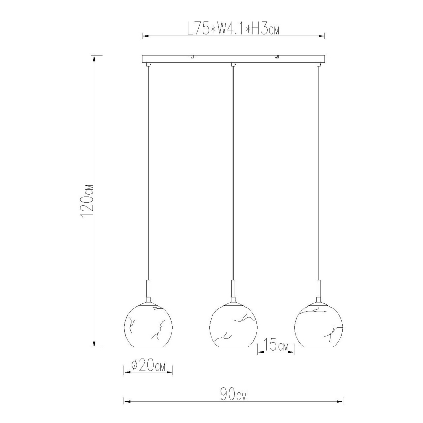 Globo - Підвісна люстра на тросі 3xE27/60W/230V