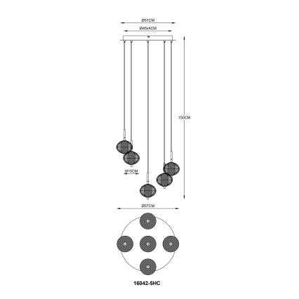 Globo - Светодиодная подвесная люстра 5xLED/6,6W/230V 3000/4500/6500K