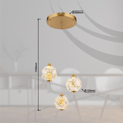 Globo - подвесная LED-люстра на тросе LED/24W/230V 3000K золотая