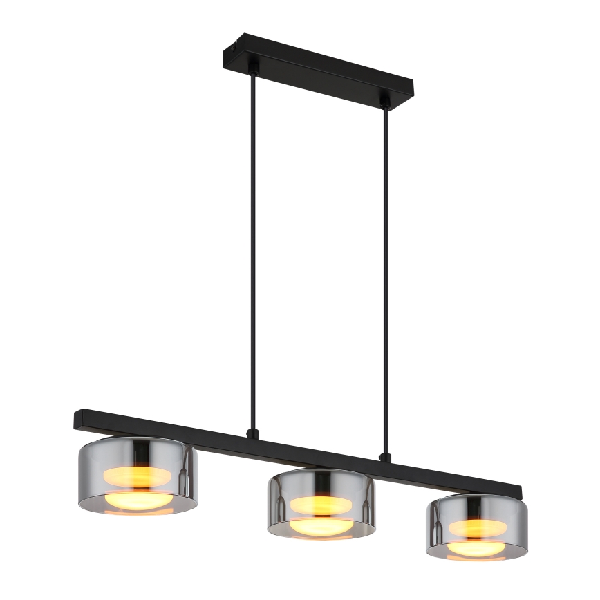 Globo - Світлодіодна підвісна люстра 3xGX53/6W/230V димчастий/чорний