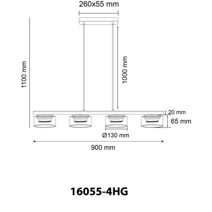 Globo - Светодиодная подвесная люстра 4xGX53/6W/230V дымчатый/коричневый