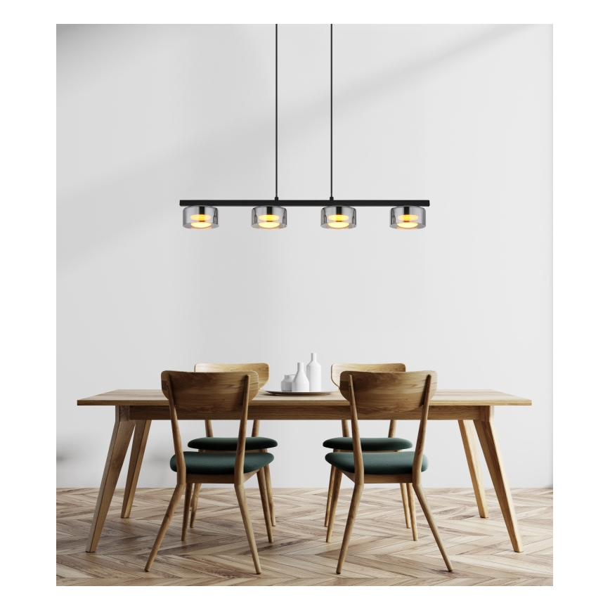 Globo - Светодиодная подвесная люстра 4xGX53/6W/230V дымчатый/черный