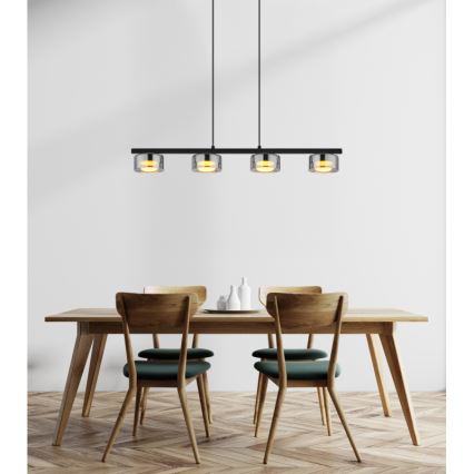 Globo - Світлодіодна підвісна люстра 4xGX53/6W/230V димчастий/чорний