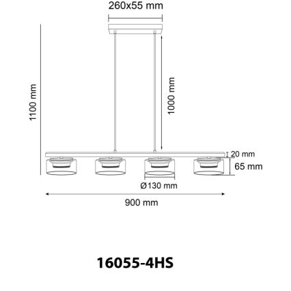 Globo - Світлодіодна підвісна люстра 4xGX53/6W/230V димчастий/чорний