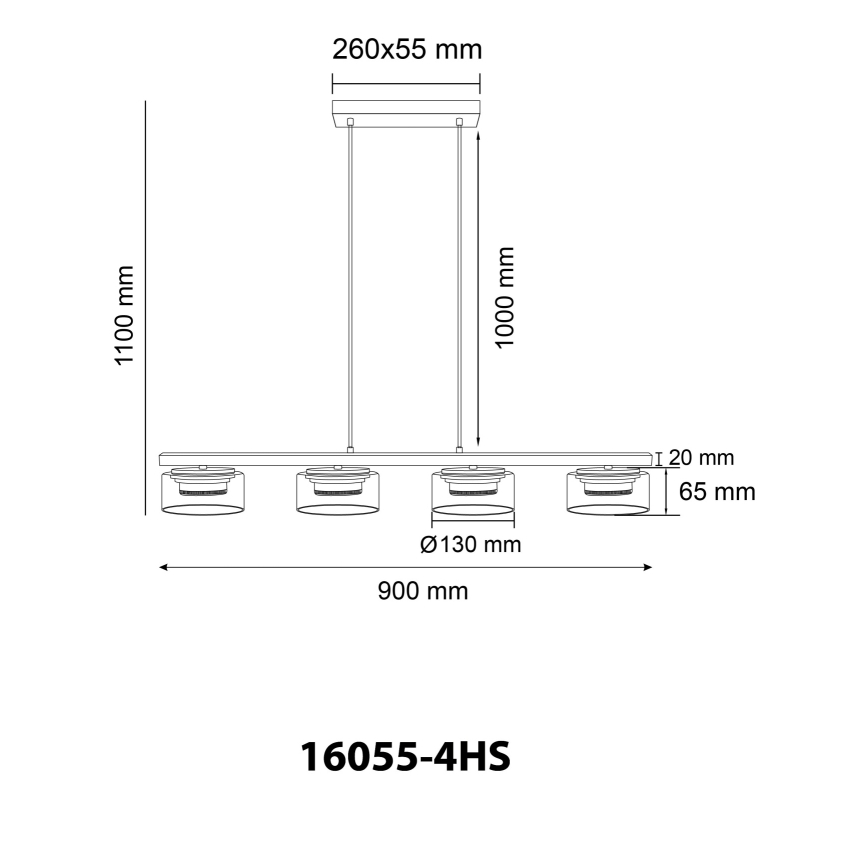 Globo - Світлодіодна підвісна люстра 4xGX53/6W/230V димчастий/чорний