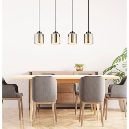 Globo - Підвісна люстра 4xE27/60W/230V глянцевий хром