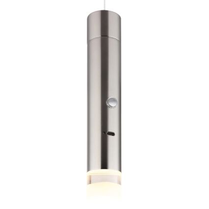 Globo - Сенсорный диммируемый перезаряжаемый светильник 2-в-1 LED/2W/230/5V матовый хром