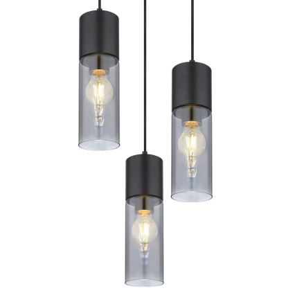 Globo - Підвісна люстра 3xE27/25W/230V діаметр 30 см чорний