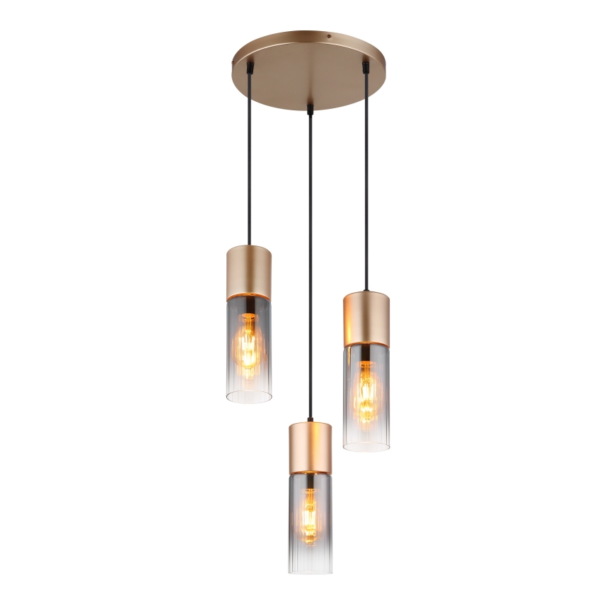 Globo - Підвісна люстра 3xE27/25W/230V бронзовий діаметр 34 см
