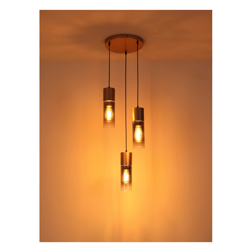 Globo - Подвесная люстра 3xE27/25W/230V бронзовый диаметр 34 см