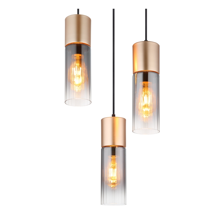 Globo - Подвесная люстра на тросе 3xE27/25W/230V, бронза, диаметр 30 см