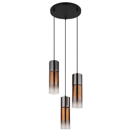 Globo - Подвесная люстра 3xE27/25W/230V черный/медный