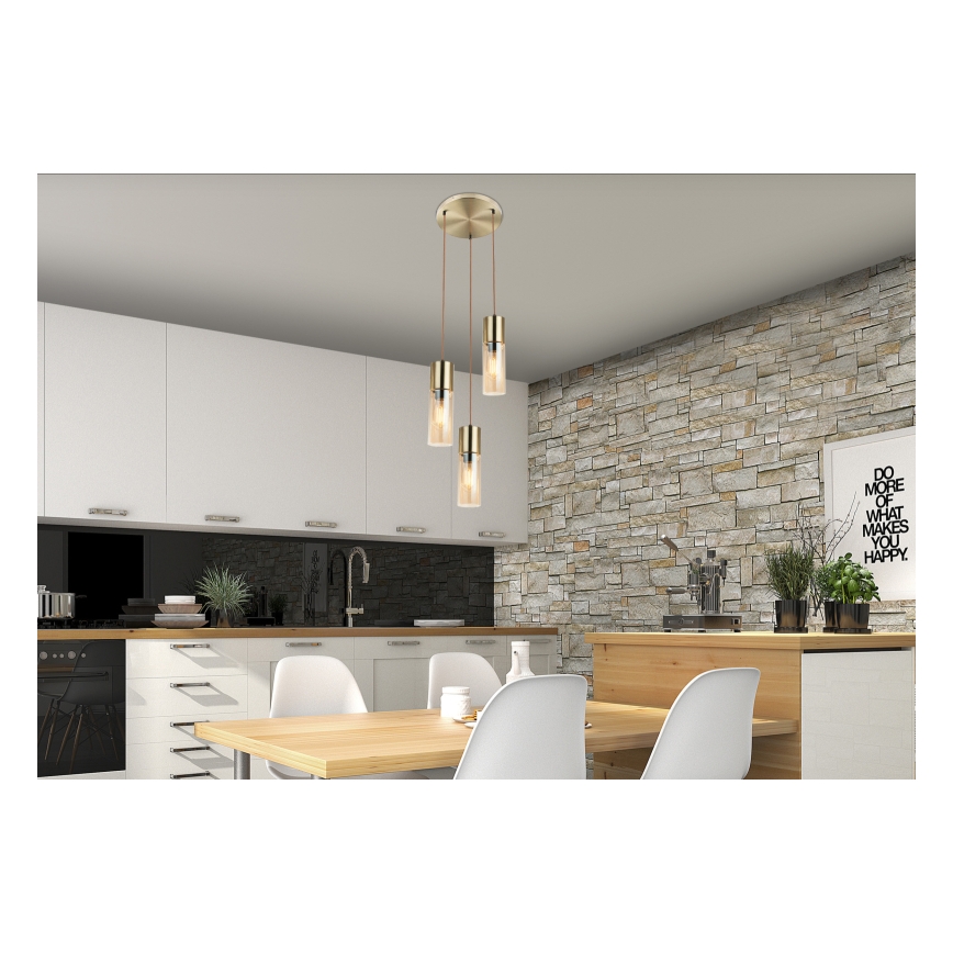 Globo - Подвесная люстра 3xE27/25W/230V диаметр 30 см латунь