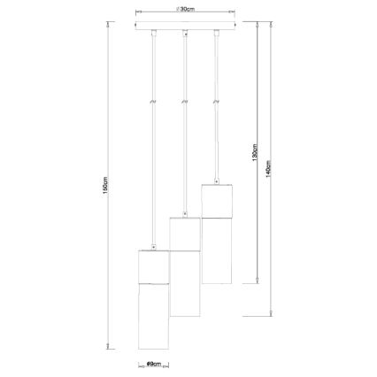 Globo - Подвесная люстра 3xE27/25W/230V диаметр 30 см латунь