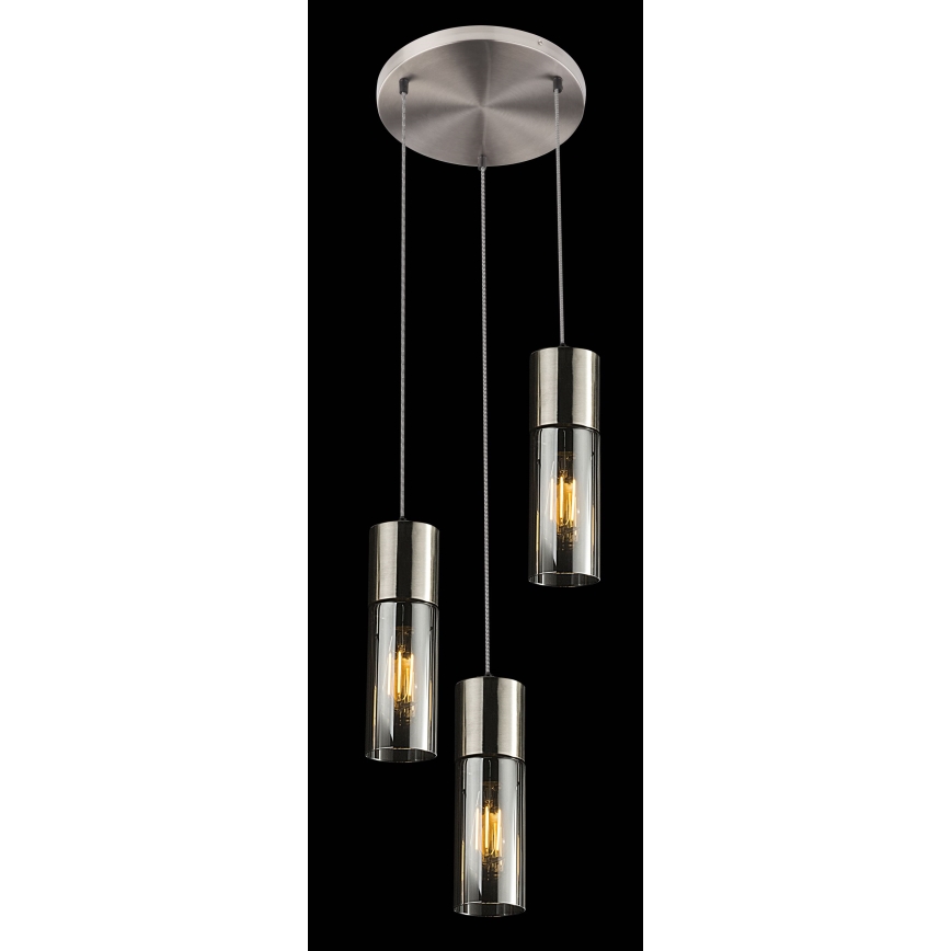 Globo - Підвісна люстра 3xE27/25W/230V діаметр 30 см матовий хром