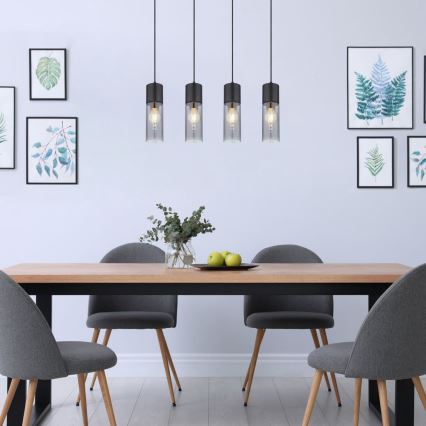 Globo - Люстра на тросі 4xE27/25W/230V чорна