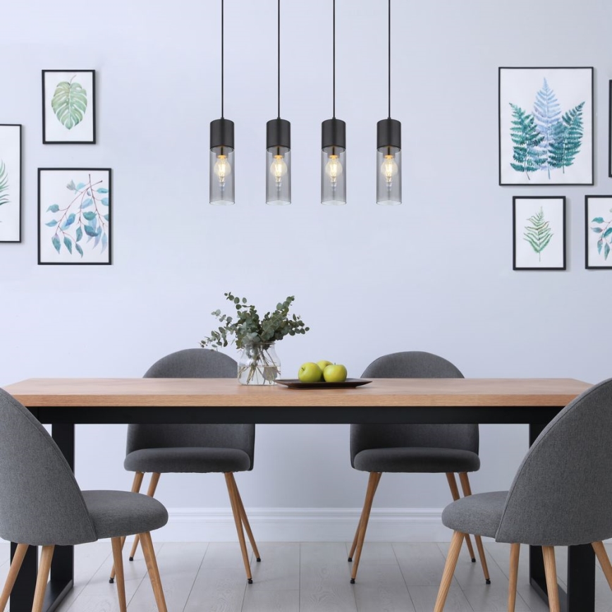 Globo - Люстра на тросі 4xE27/25W/230V чорна