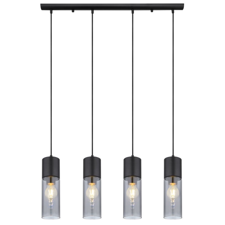 Globo - Люстра на тросі 4xE27/25W/230V чорна