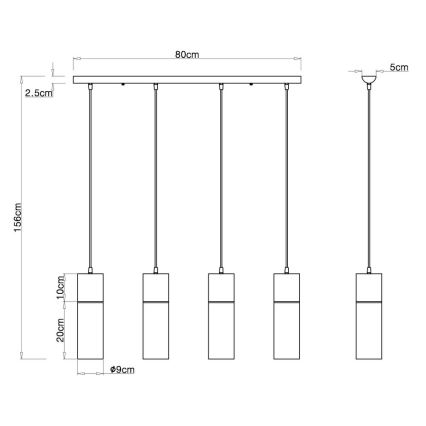 Globo - Люстра на тросі 4xE27/25W/230V чорна