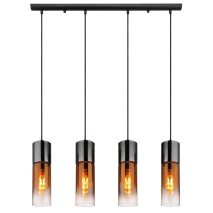Globo - Підвісна люстра 4xE27/25W/230V чорний/мідний