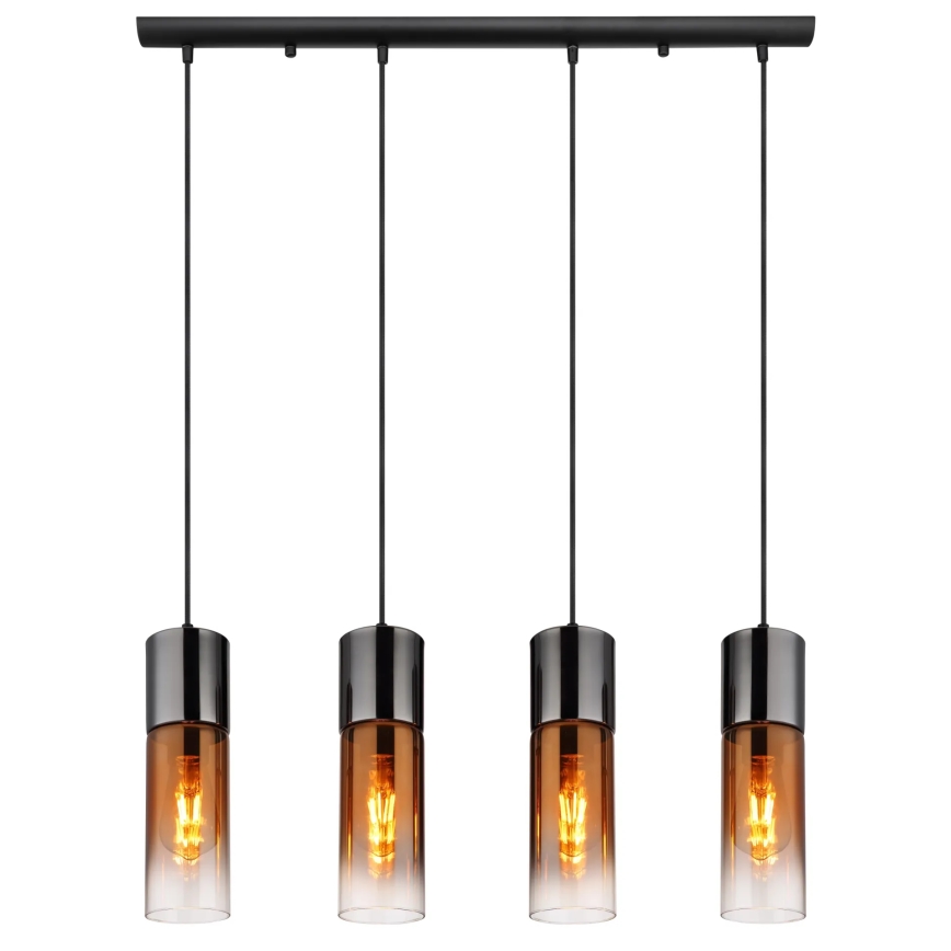 Globo - Підвісна люстра 4xE27/25W/230V чорний/мідний