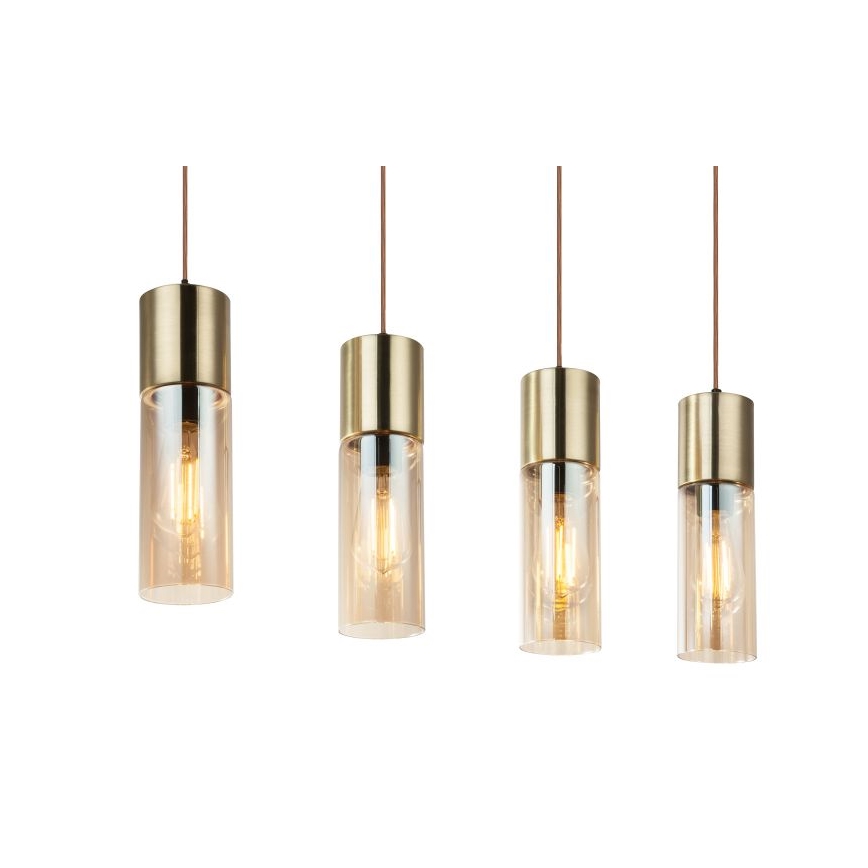 Globo - Підвісна люстра 4xE27/25W/230V латунь