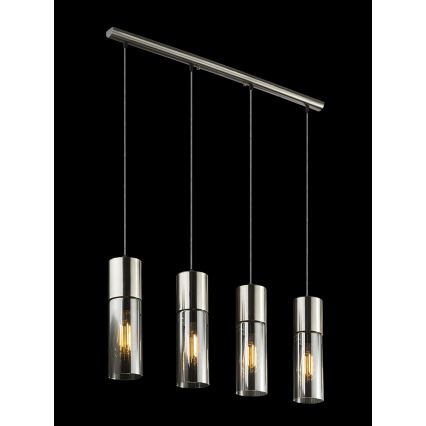 Globo - Підвісна люстра 4xE27/25W/230V матовий хром