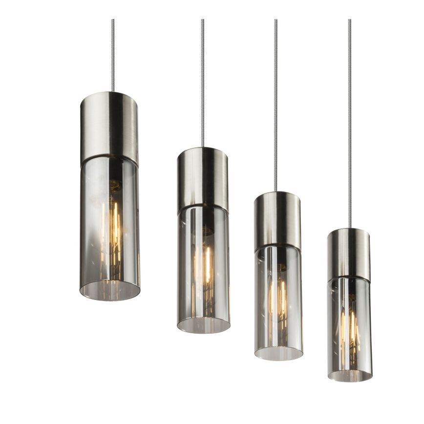 Globo - Підвісна люстра 4xE27/25W/230V матовий хром