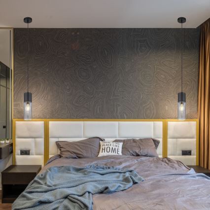 Globo - Люстра на тросі 1xE27/25W/230V діам. 10,5 см чорна