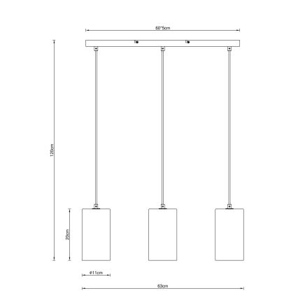 Globo - Підвісна люстра 3xE14/25W/230V чорний