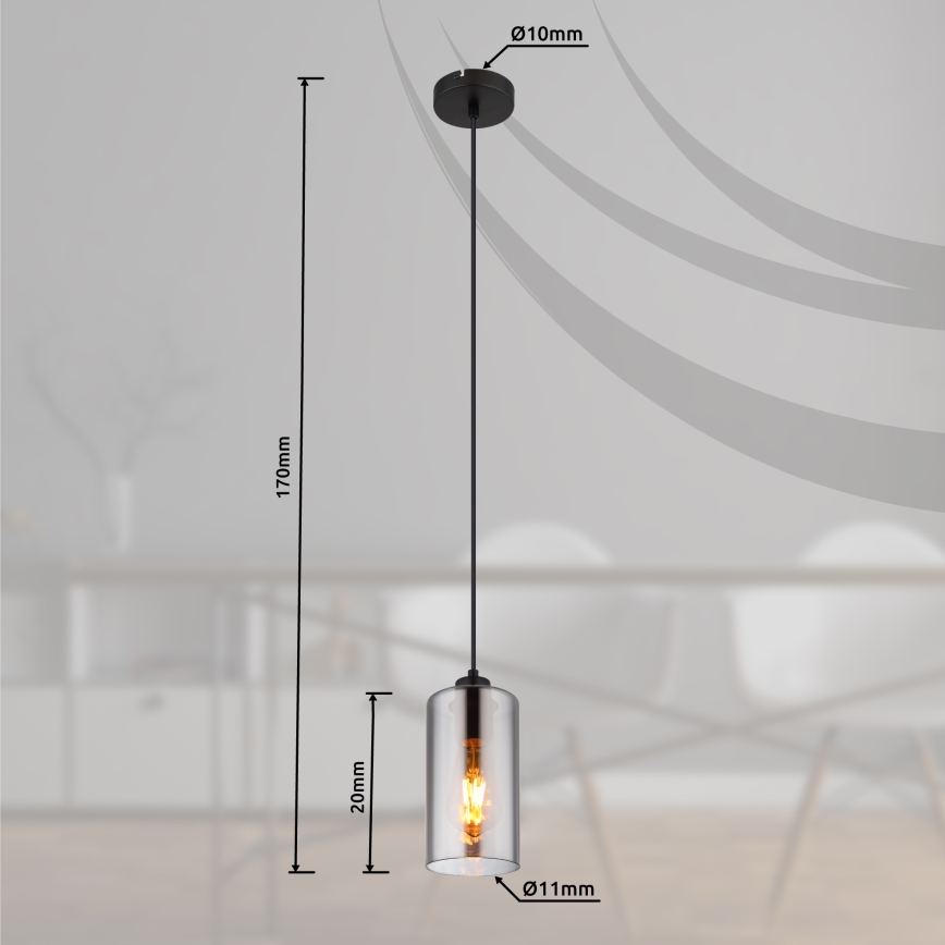 Globo - Подвесная люстра 1xE27/25W/230V диаметр 11 см черный