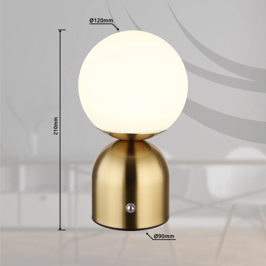 Globo - Сенсорна настільна LED лампа з регулюванням яскравості LED/2,5W/3,7V 2700K/4000K/6500K 1800 mAh USB латунь