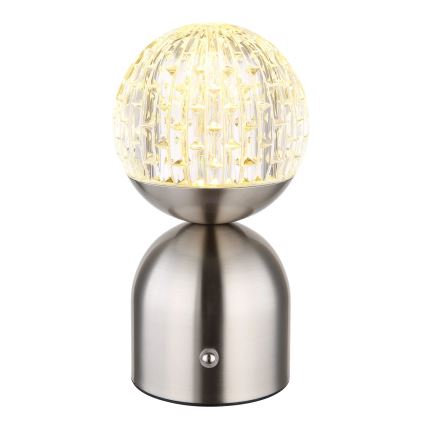 Globo - Сенсорна настільна LED лампа з регулюванням яскравості LED/2,5W/3,7V 2700/4000/6500K 1800 mAh USB матовий хром