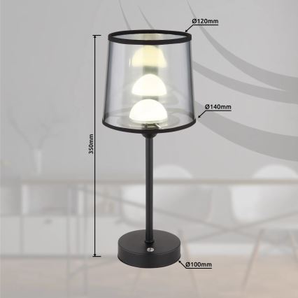 Globo - LED Акумуляторна сенсорна настільна лампа з регулюванням яскравості LED/2,5W/3,7V 2700/4000/6500K 1800 mAh чорний