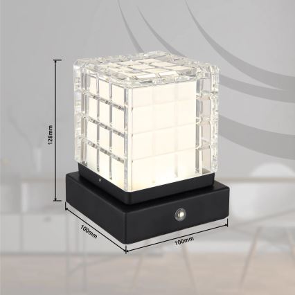 Globo - Светодиодная сенсорная настольная лампа с регулированием яркости LED/2,5W/3,7V 2700K/4000K/6500K 1800 mAh USB черный