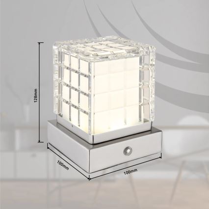 Globo - Сенсорна настільна LED лампа з регулюванням яскравості LED/2,5W/3,7V 2700K/4000K/6500K 1800 mAh USB матовий хром
