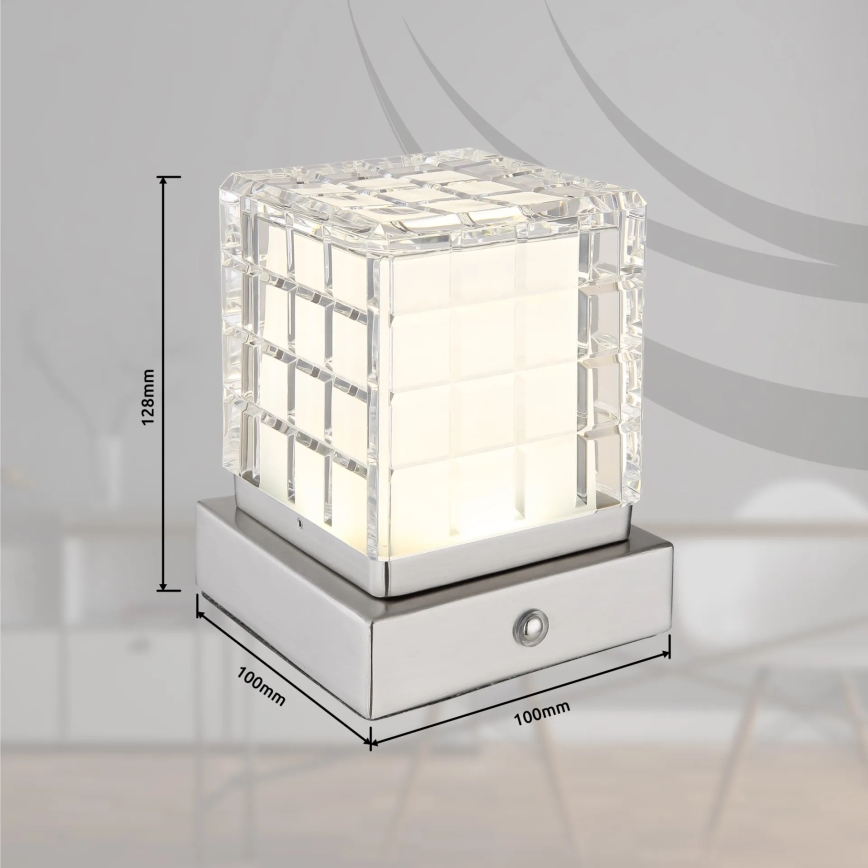 Globo - Сенсорна настільна LED лампа з регулюванням яскравості LED/2,5W/3,7V 2700K/4000K/6500K 1800 mAh USB матовий хром