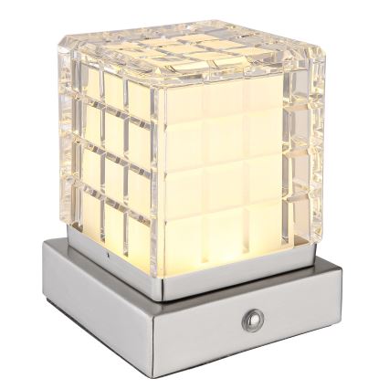 Globo - Светодиодная сенсорная настольная лампа с регулированием яркости LED/2,5W/3,7V 2700K/4000K/6500K 1800 mAh USB матовый хром