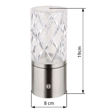 Globo - Сенсорна настільна LED лампа з регулюванням яскравості LED/2,5W/3,7V 2700K/4000K/6500K 1800 mAh USB матовий хром