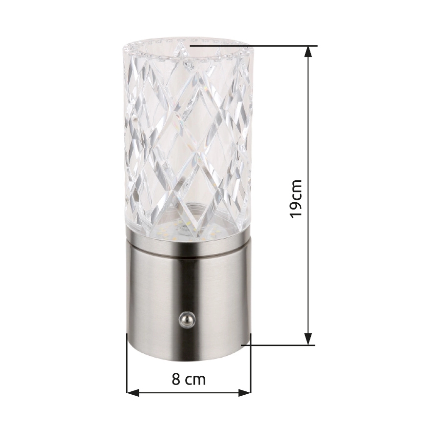 Globo - Сенсорна настільна LED лампа з регулюванням яскравості LED/2,5W/3,7V 2700K/4000K/6500K 1800 mAh USB матовий хром