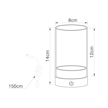Globo - Светодиодная уличная аккумуляторная сенсорная настольная лампа с регулированием яркости LED/2W/3,7V 2700/4000/6500K 1200mAh IP44 серый