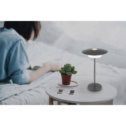 Globo - LED Вулична акумуляторна сенсорна настільна лампа LED/3W/3,7V 1800/2700/3000K IP44 1800 mAh сірий