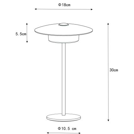 Globo - Светодиодная уличная аккумуляторная сенсорный настольная лампа LED/3W/3,7V 1800/2700/3000K IP44 1800 mAh серый