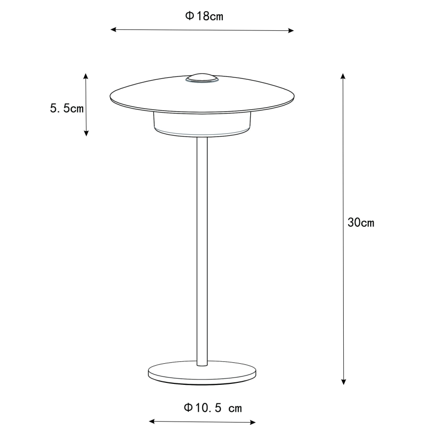 Globo - Светодиодная уличная сенсорная настольная лампа с аккумулятором LED/3W/3,7V 1800/2700/3000K IP44 1800 мАч черная