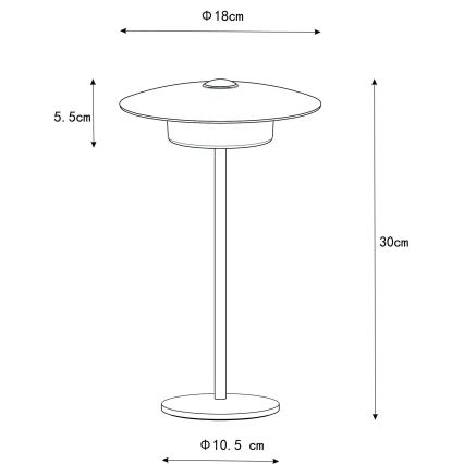 Globo - Светодиодная уличная аккумуляторная сенсорный настольная лампа LED/3W/3,7V 1800/2700/3000K IP44 1800 mAh белый